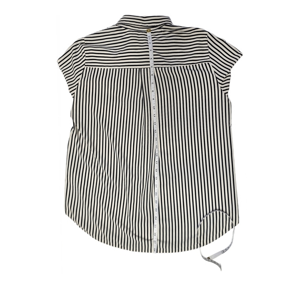 H&M Cream & Black Striped Long Sleeve Button-down Shirt Womens Medium - Picture 13 of 15